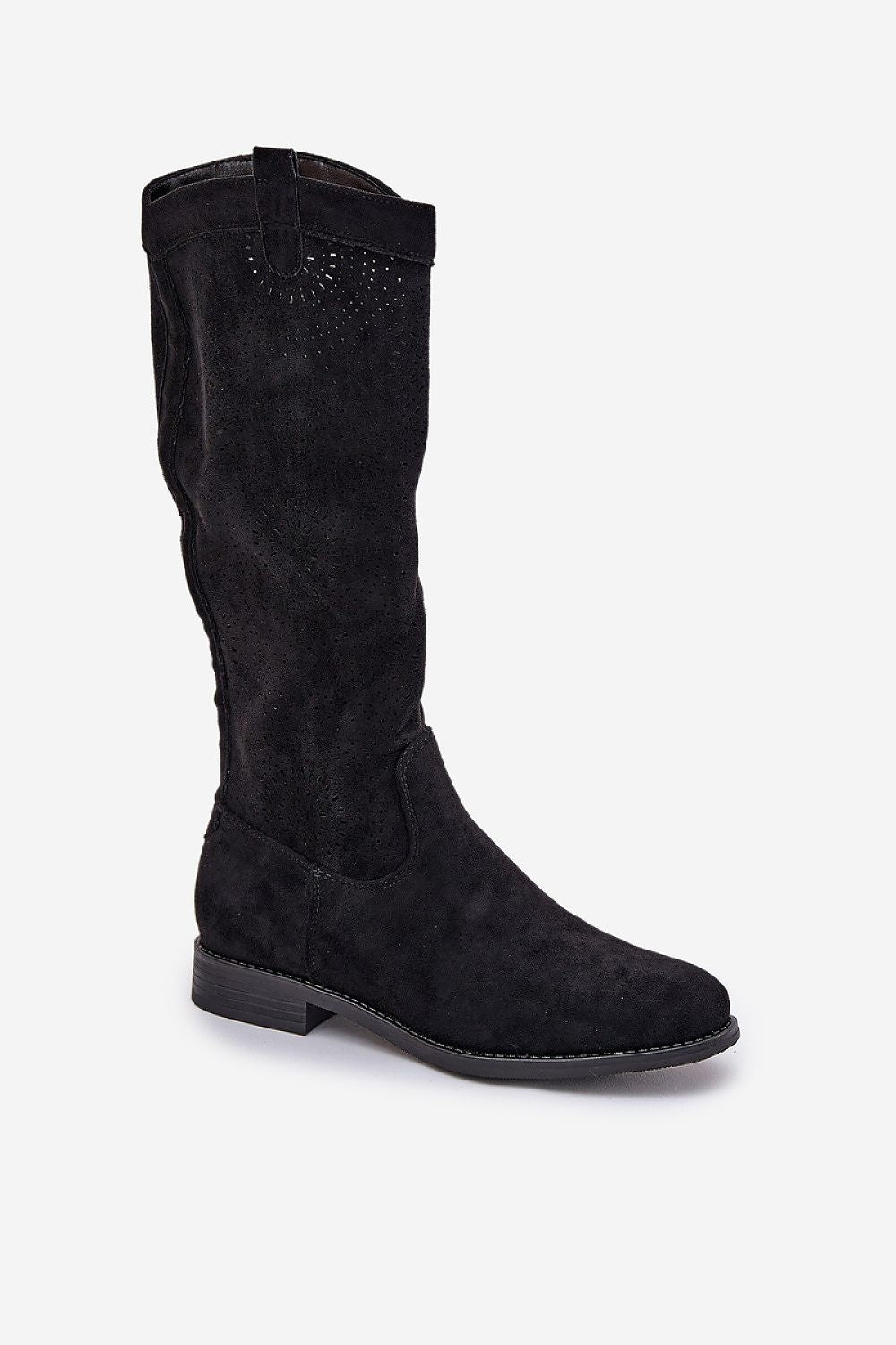 Black Spring Ease Suede Boots – Standalone View