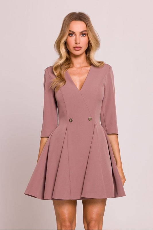  Brown mini dress with button detail front view