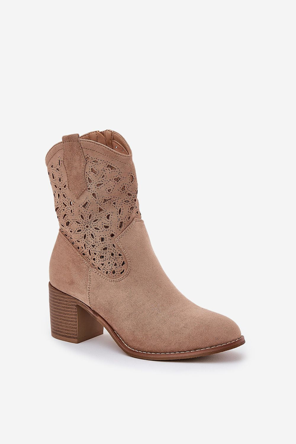 Beige Lace Aura Suede Boots – Standalone View