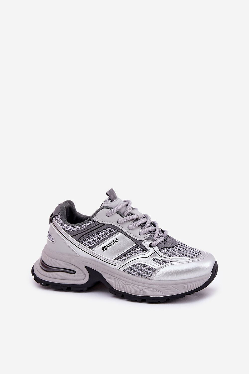 Grey Metallic Big Star Sneakers – Standalone View 