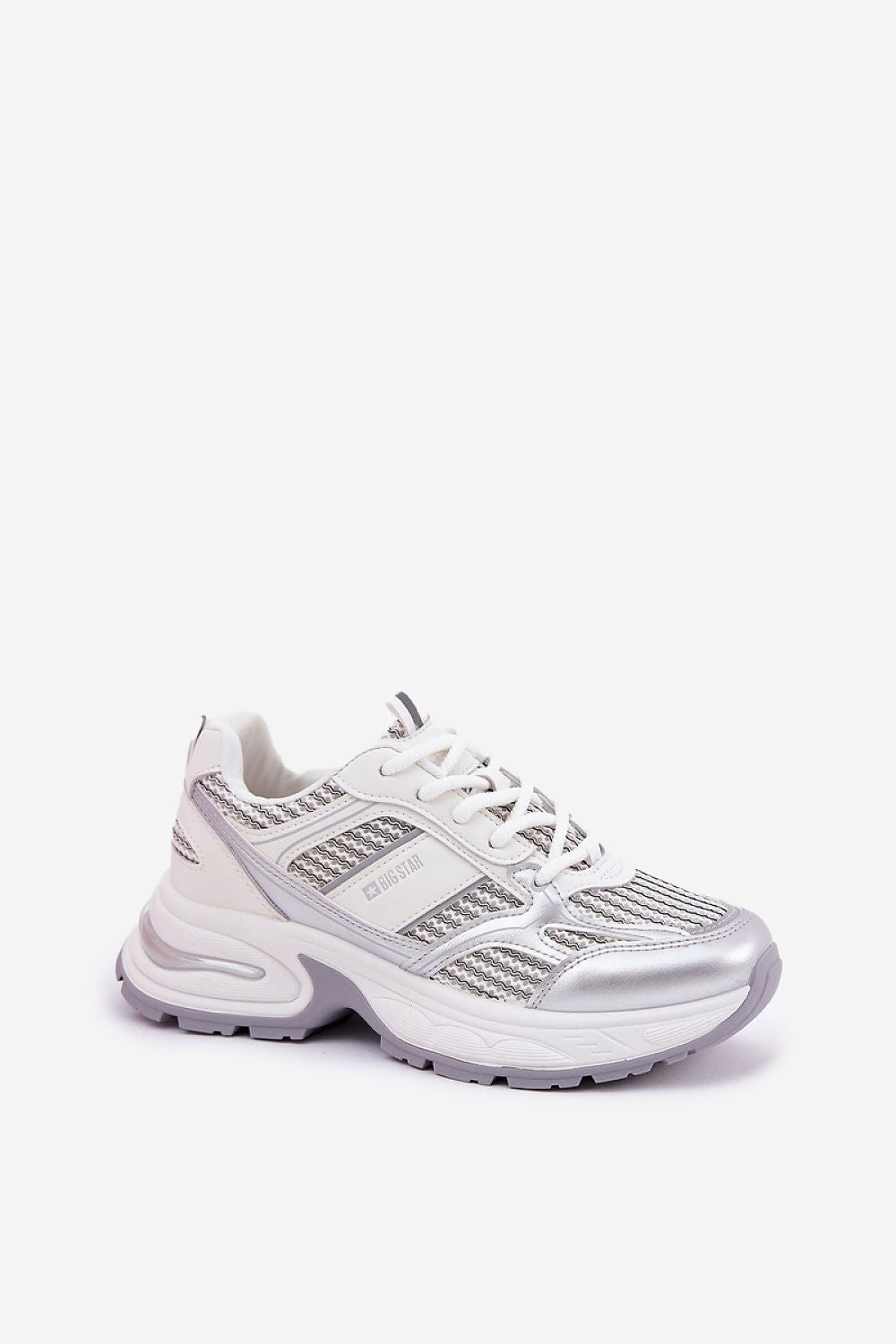  White Metallic Big Star Sneakers – Standalone View