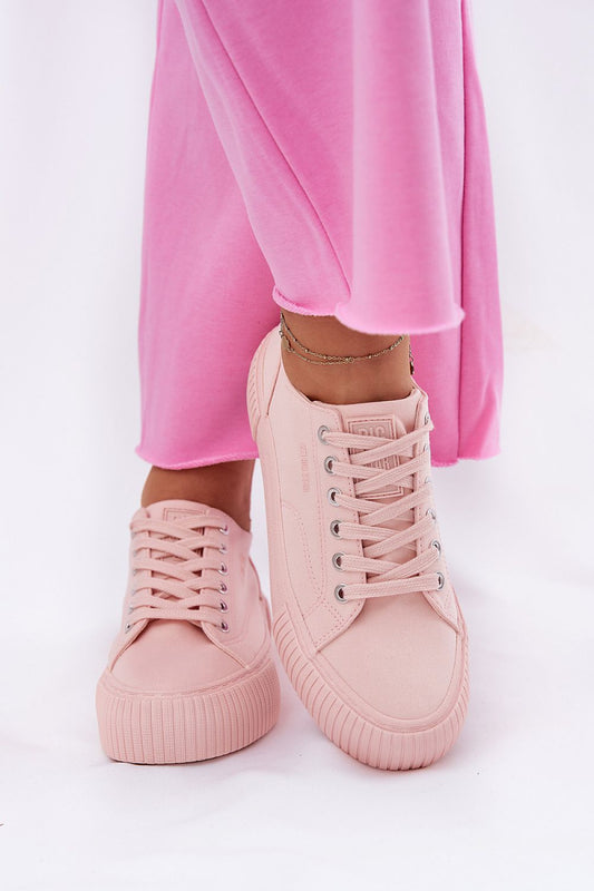 Pink Big Star Textile Sneakers – Front View 1