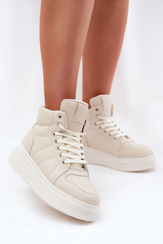  Beige High-Top Sneakers – Front View 1
