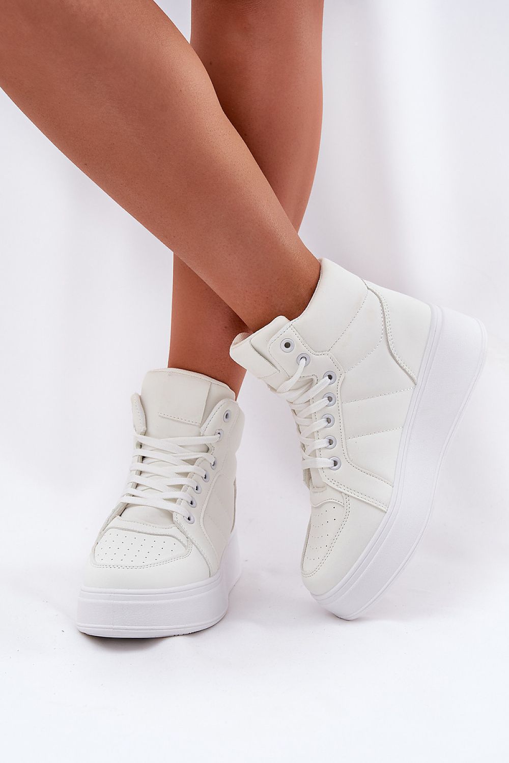  White High-Top Sneakers – Front View 1