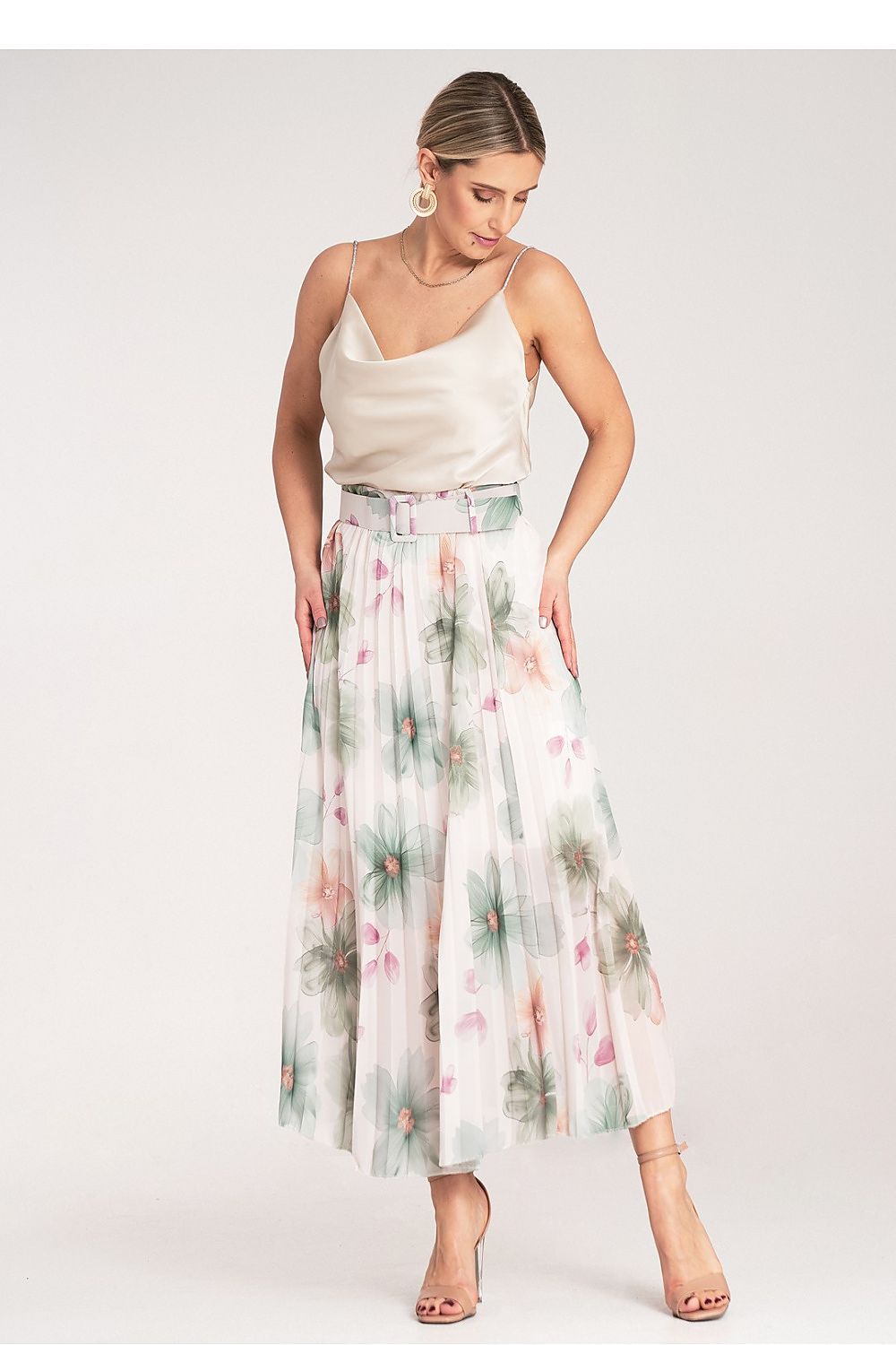  pink elegant rose signature skirt with flowing pleats
