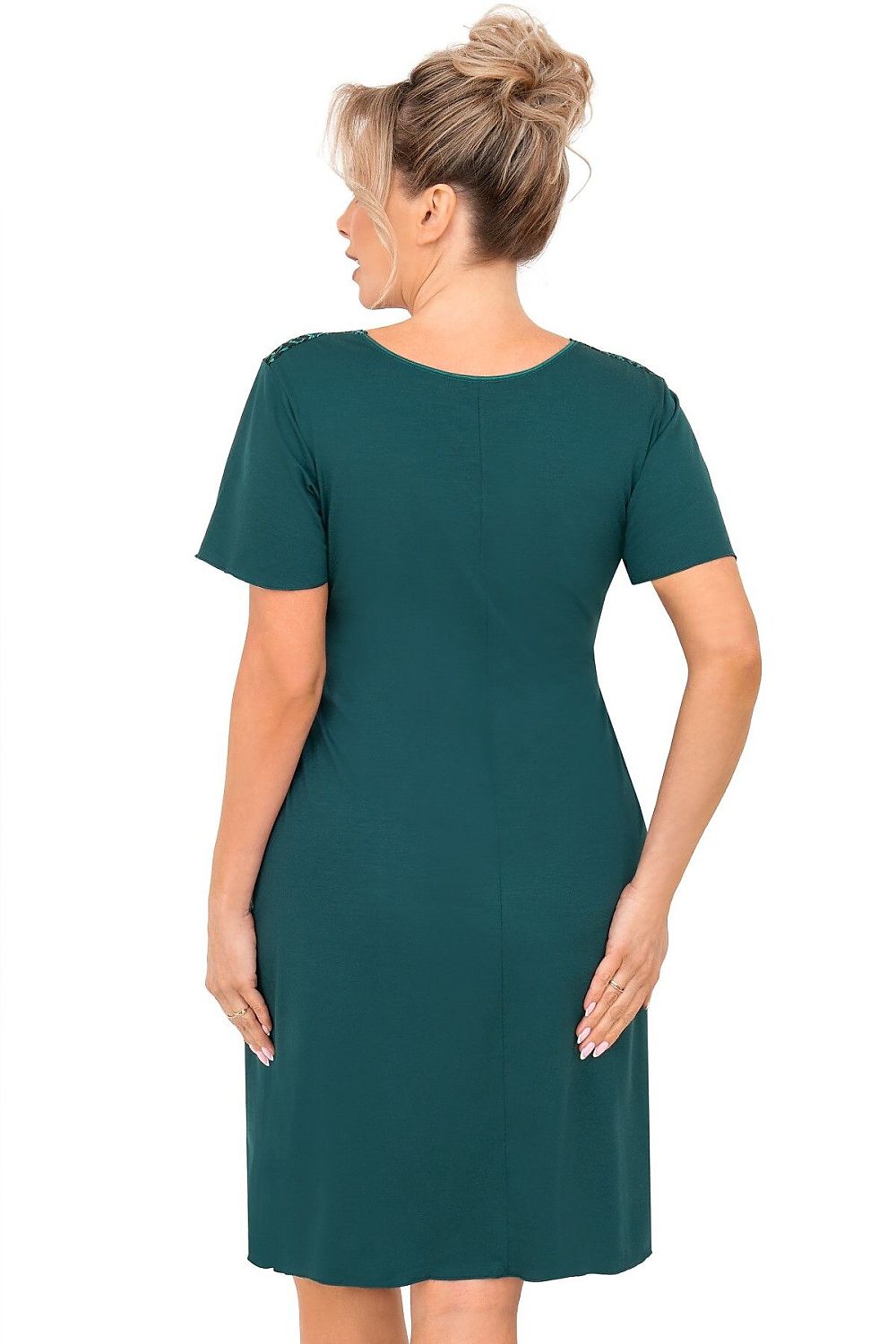 Evelisse Green Lace-Trim Plus Size Women's Nightdress-rear-view