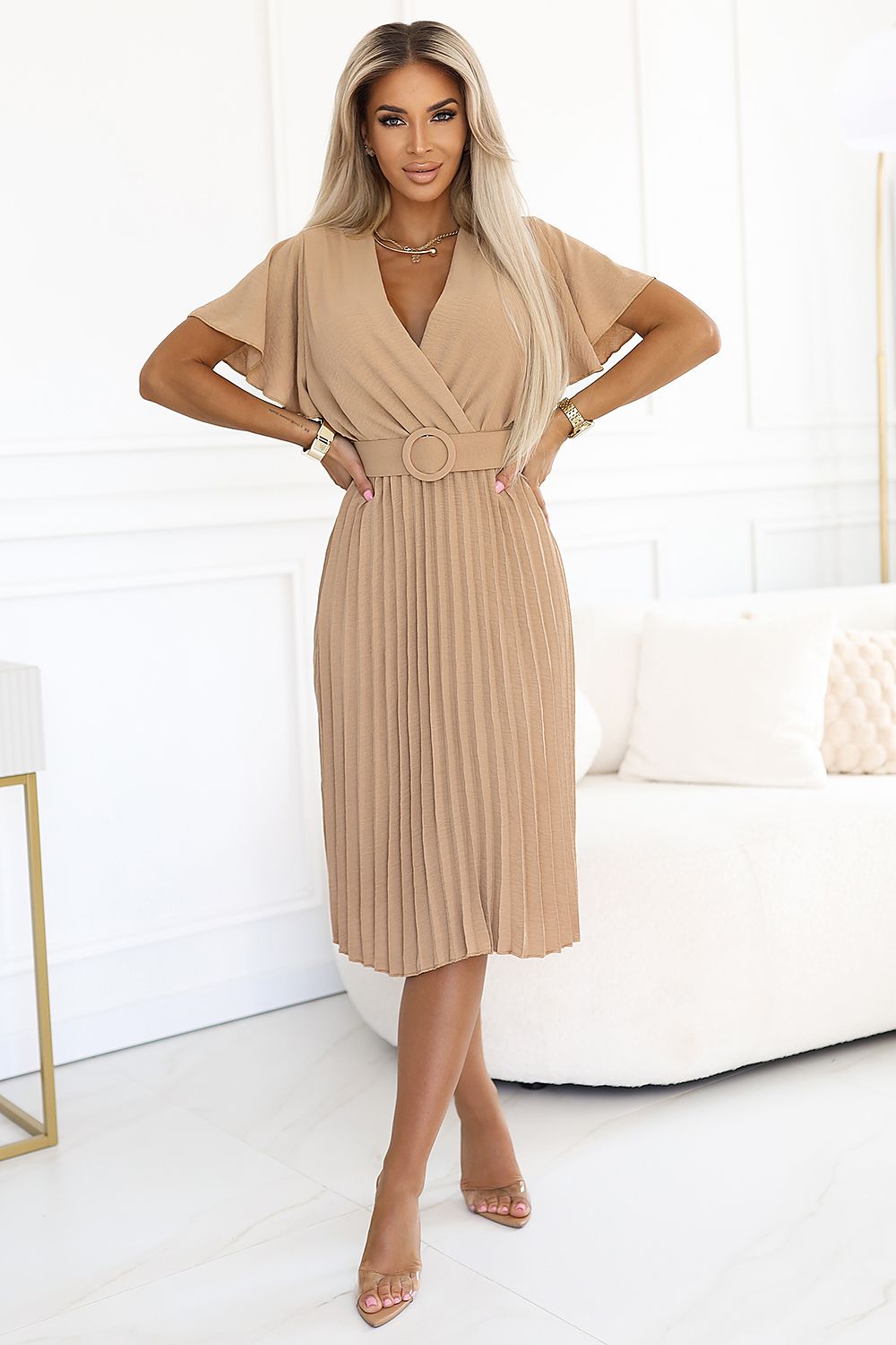 Pleated Lyra Dress – Full Length View