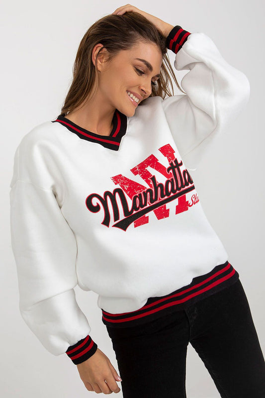 “Contrast Vibe Sweatshirt in White, front view”