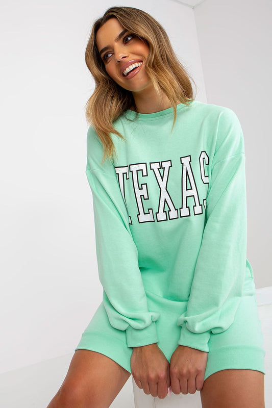  “Urban Ease Longline Sweatshirt in Green, front view”