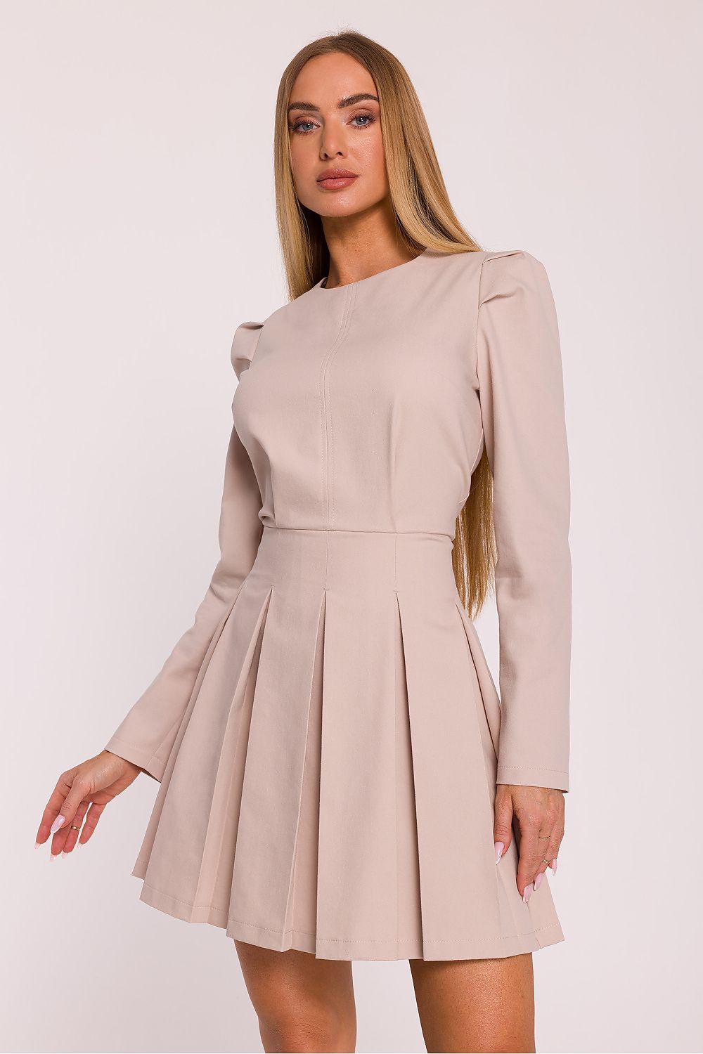  beige women’s structured mini dress