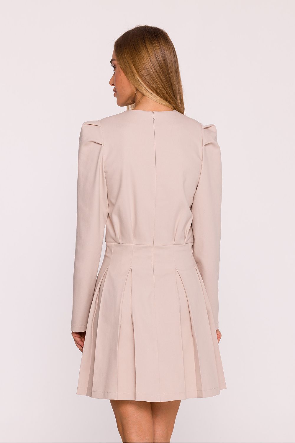  beige denim inspired flared signature dress