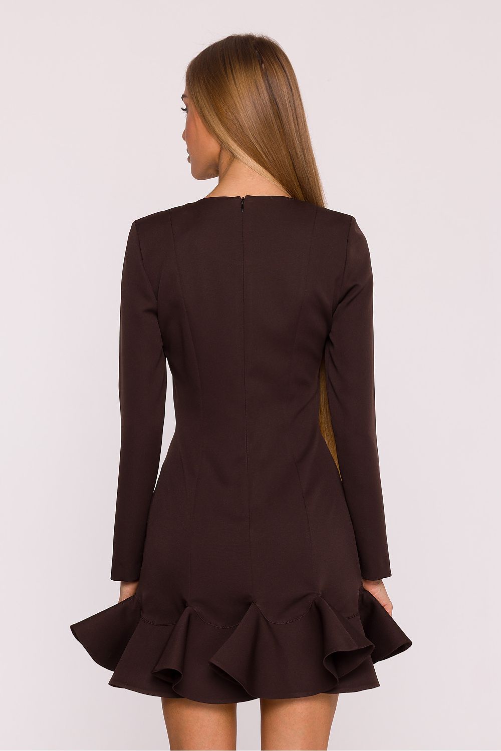  brown women’s ruffle hem mini dress