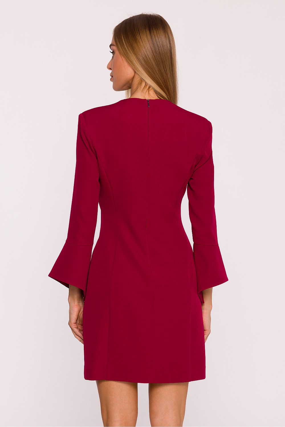 Red dress with bell sleeves on a white background