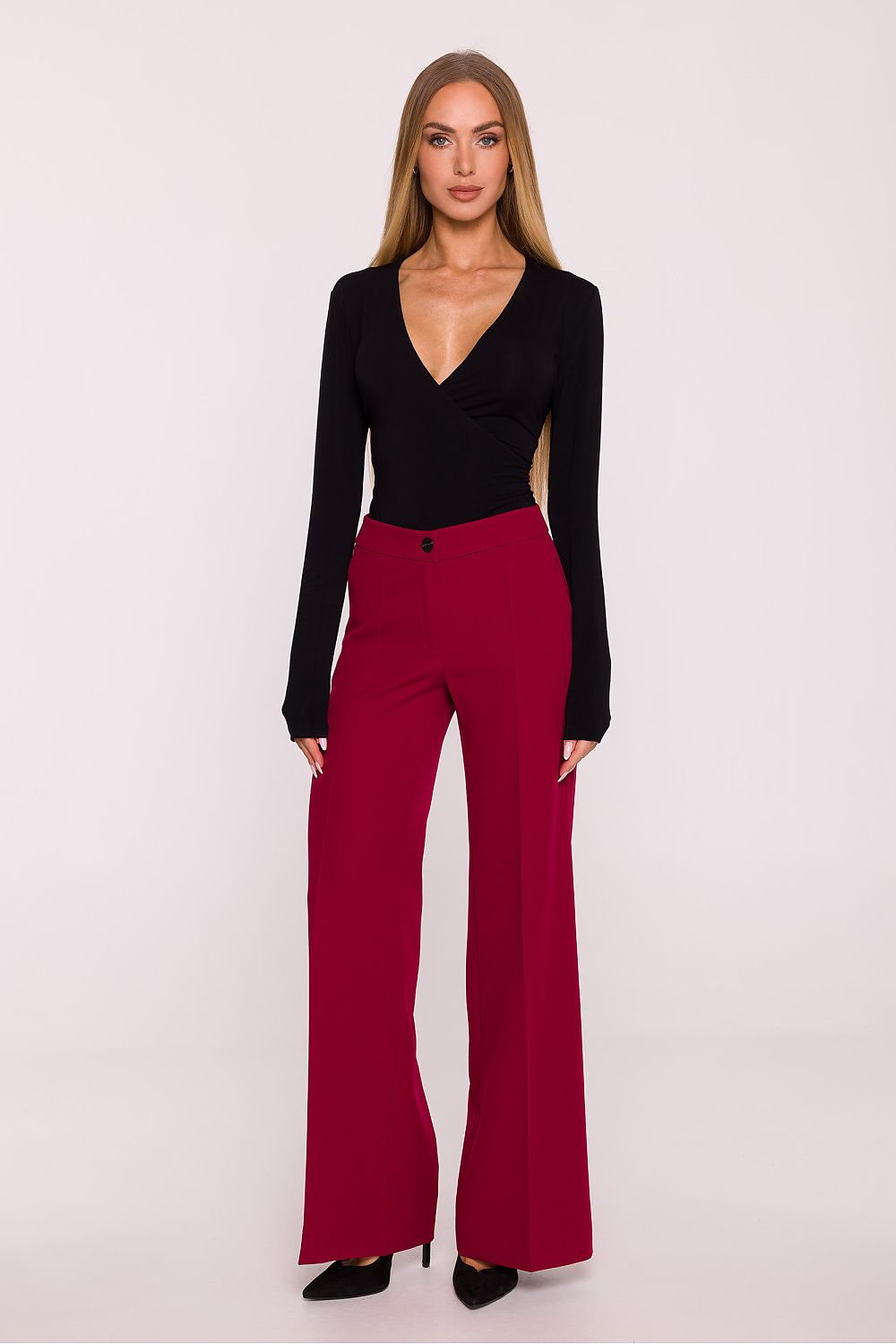  red women’s wide leg suit trousers
