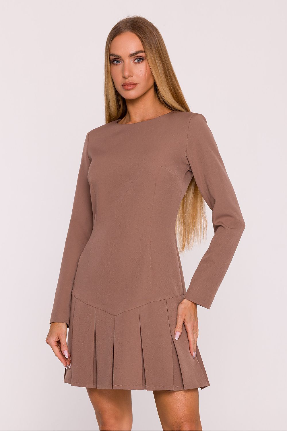  brown women’s minimalist matte mini dress