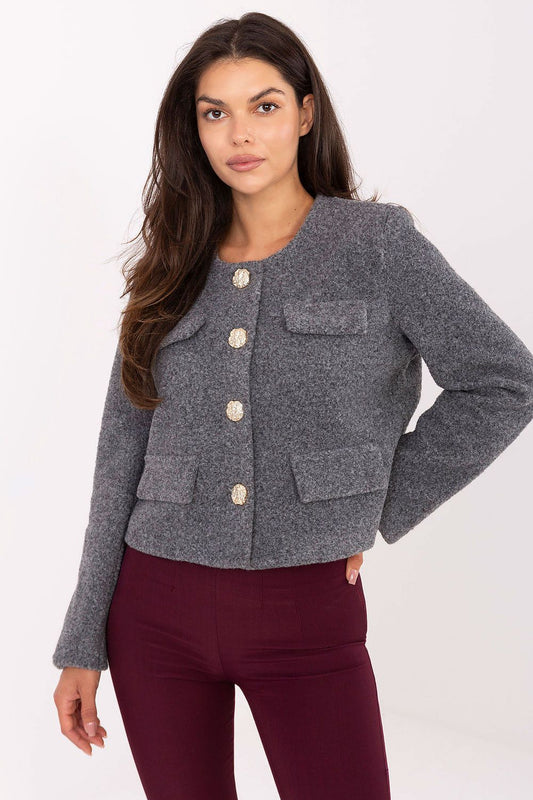 Elegant women’s short jacket with button fastening – front view 