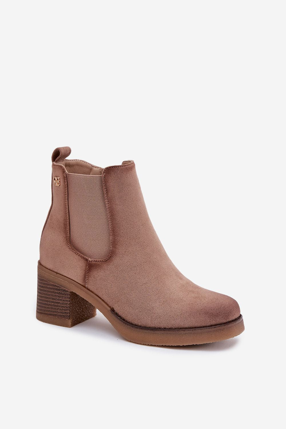 Chic eco suede ankle boots with zipper and warm lining – standalone product image