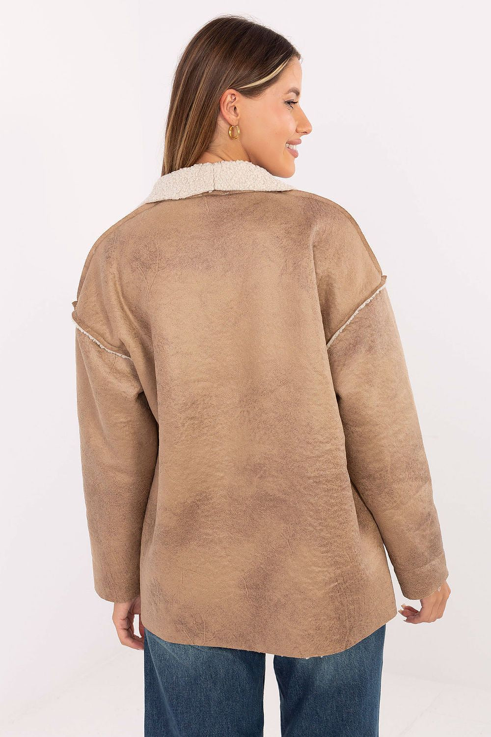 Beige casual jacket – back view with smooth finish