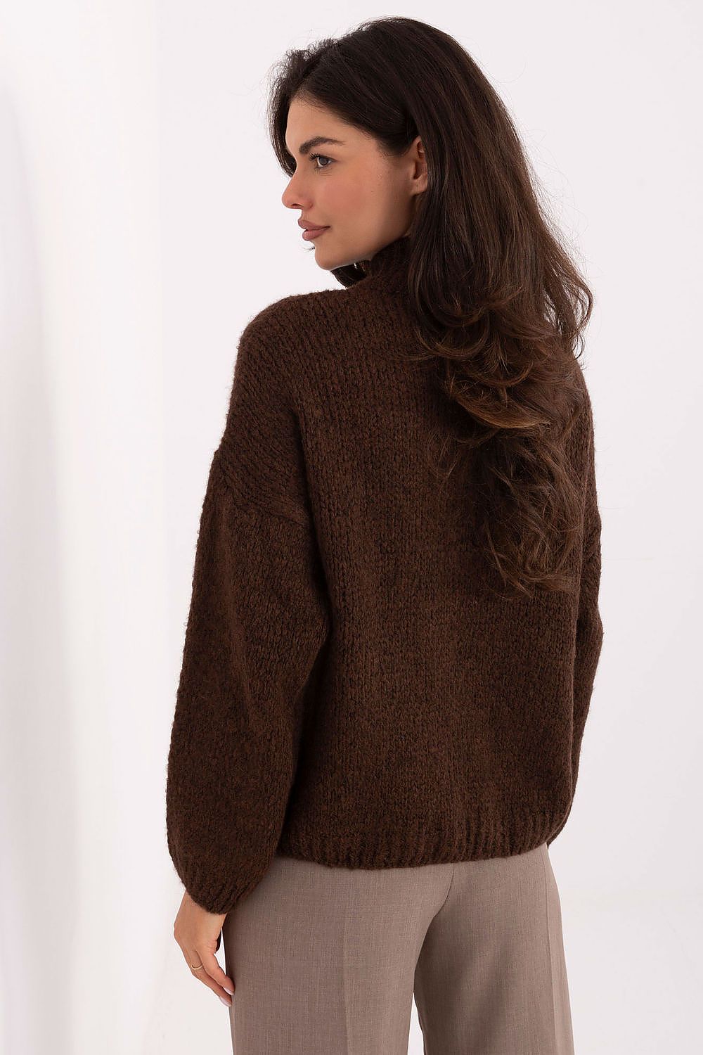 Back view of Selena women’s sweater showing smooth texture and elegant cut.