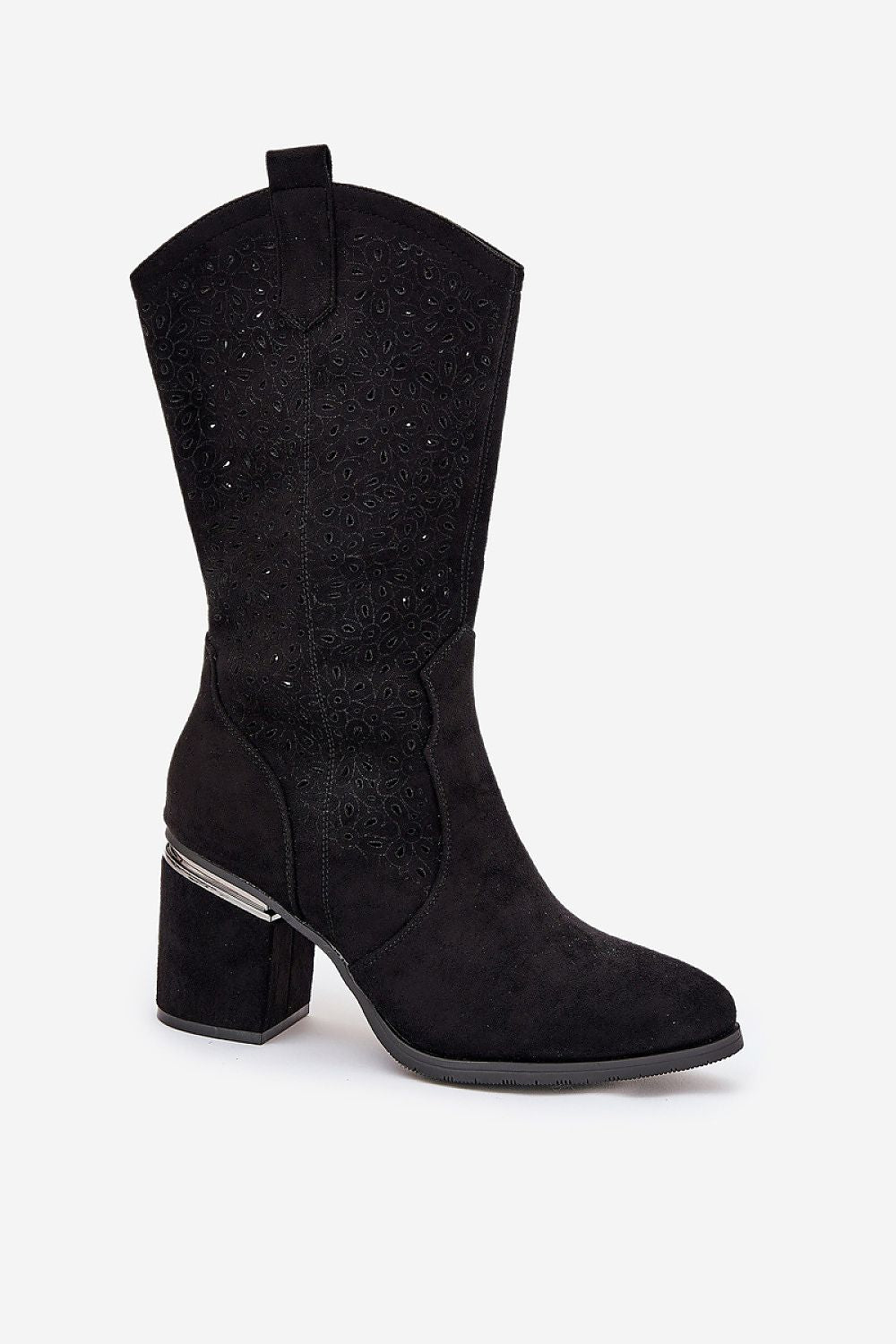 Standalone image of S.Barski black eco suede boots with eco leather insole and timeless look.