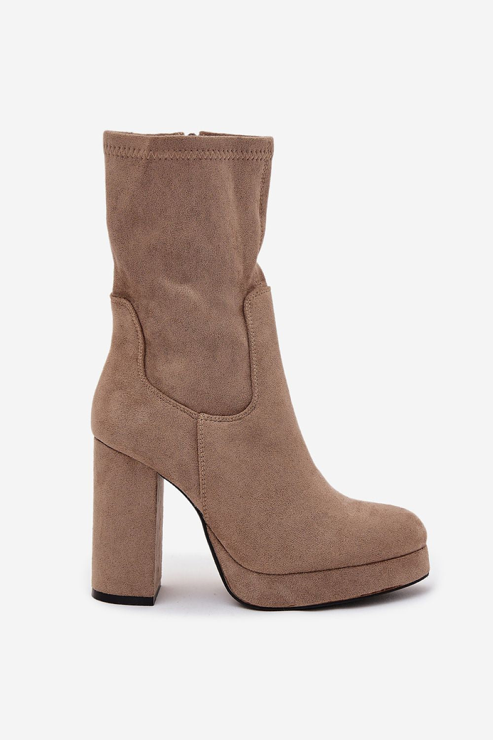 Standalone image of beige women’s eco suede ankle boots