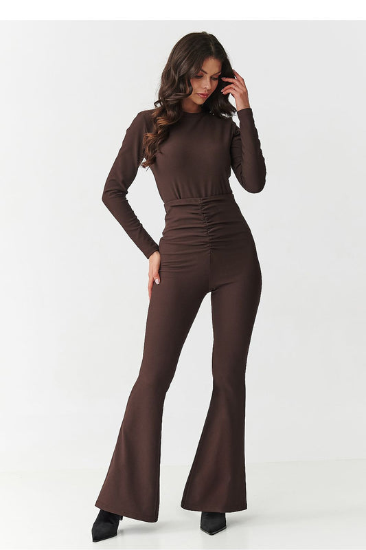  brown elegant rose signature outfit with high waist pants