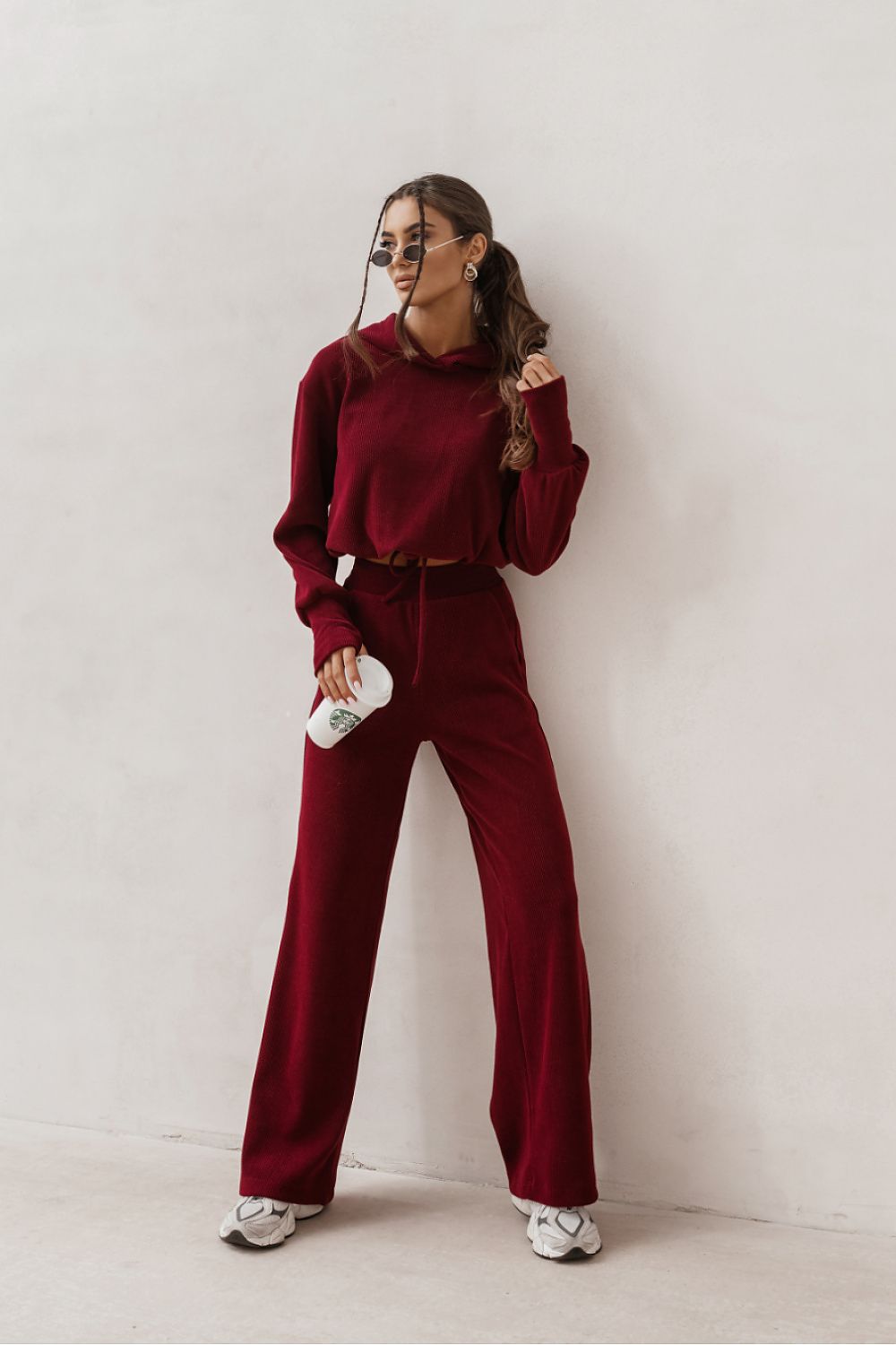  Calista Luxe Red Women's Viscose Blend Sweatshirt and Trouser Set-2