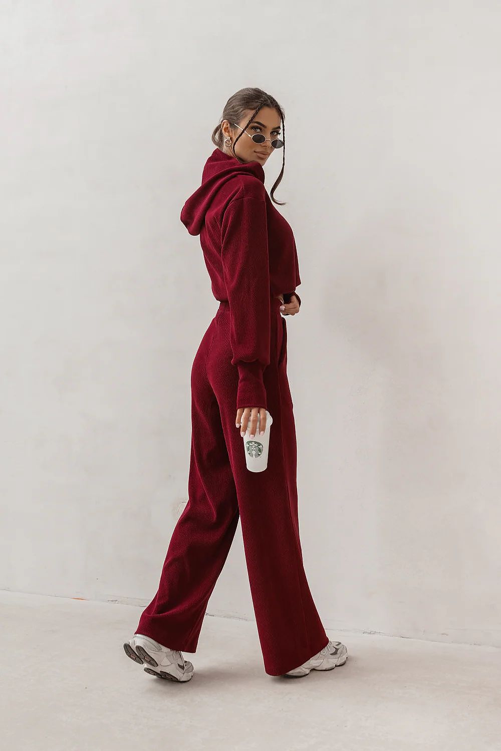 Calista Luxe Red Women's Viscose Blend Sweatshirt and Trouser Set-rear-view