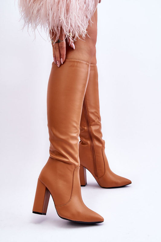Classic High-Heeled Eco Leather Boots