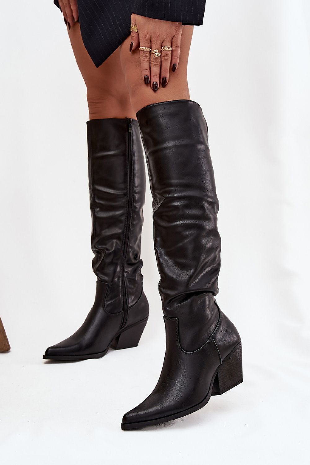  chic ruched heel boots for women in eco leather