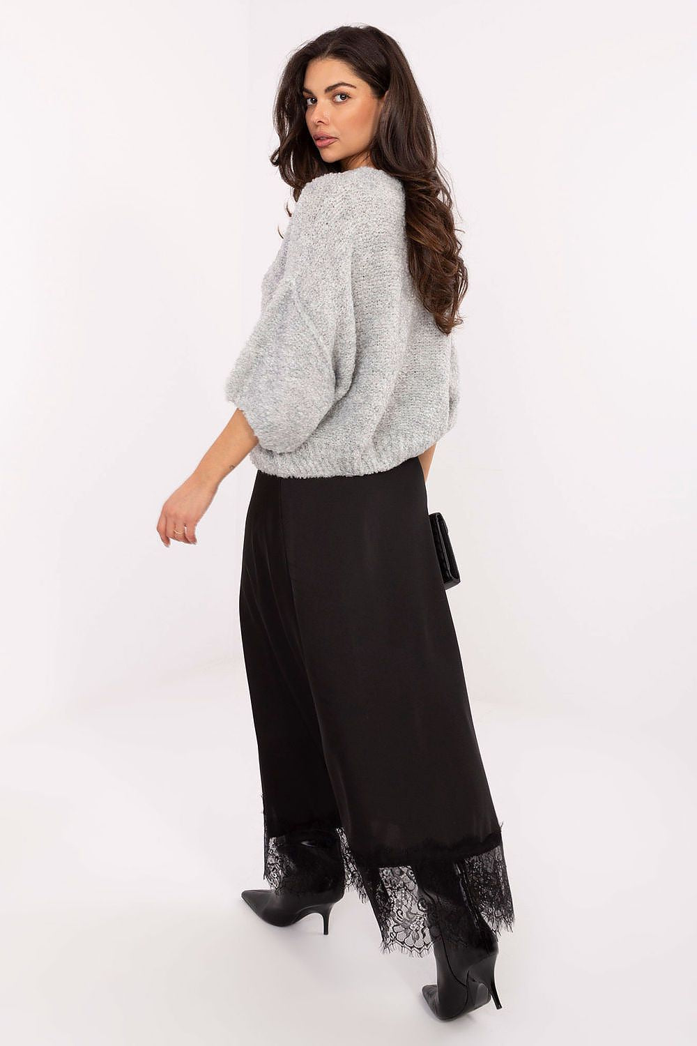  elegant women’s sweater styled with jeans and skirt options-grey-2