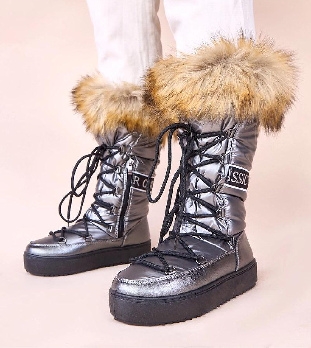  Grey Gemre winter snow boots with non-slip sole