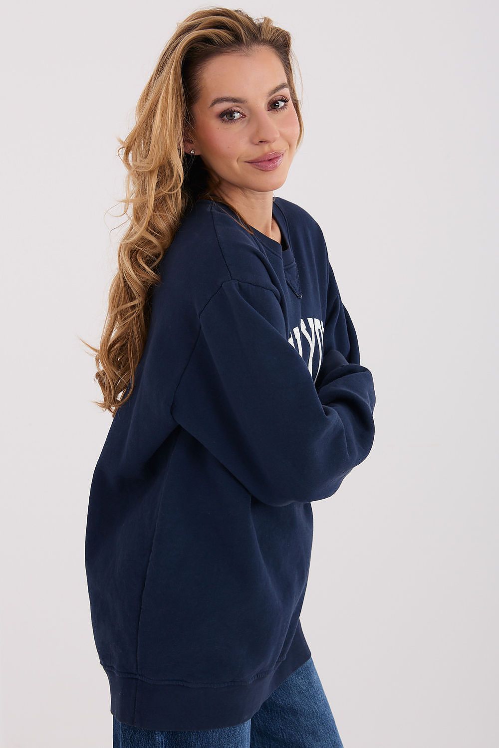  Close-up of women’s sweatshirt slogan print and soft insulated fabric