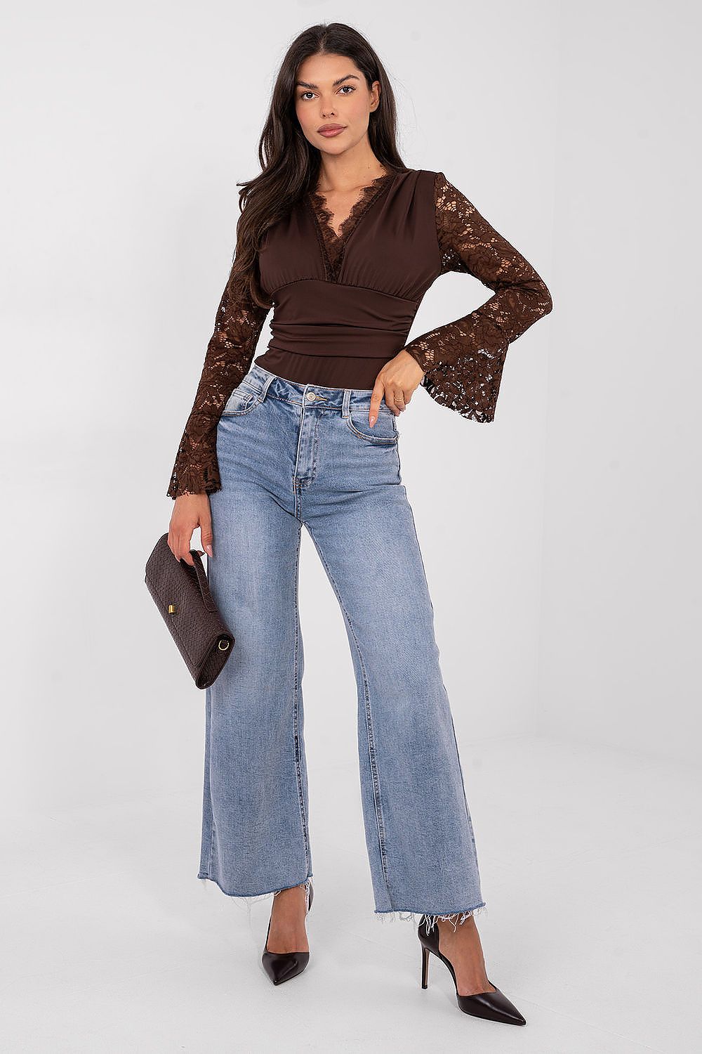  lace sleeve bodysuit classic elegant style