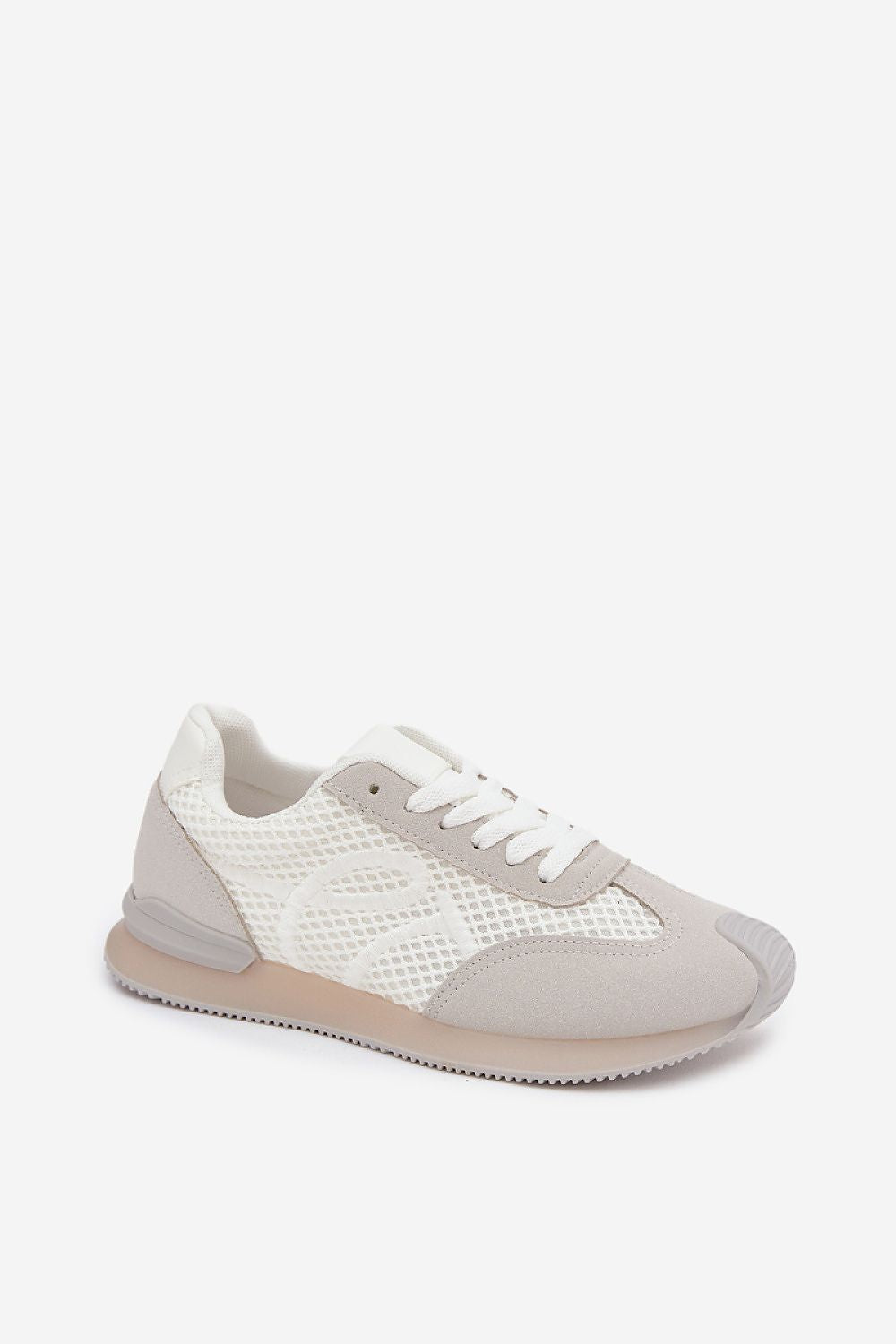 White and gray sneaker on a white background