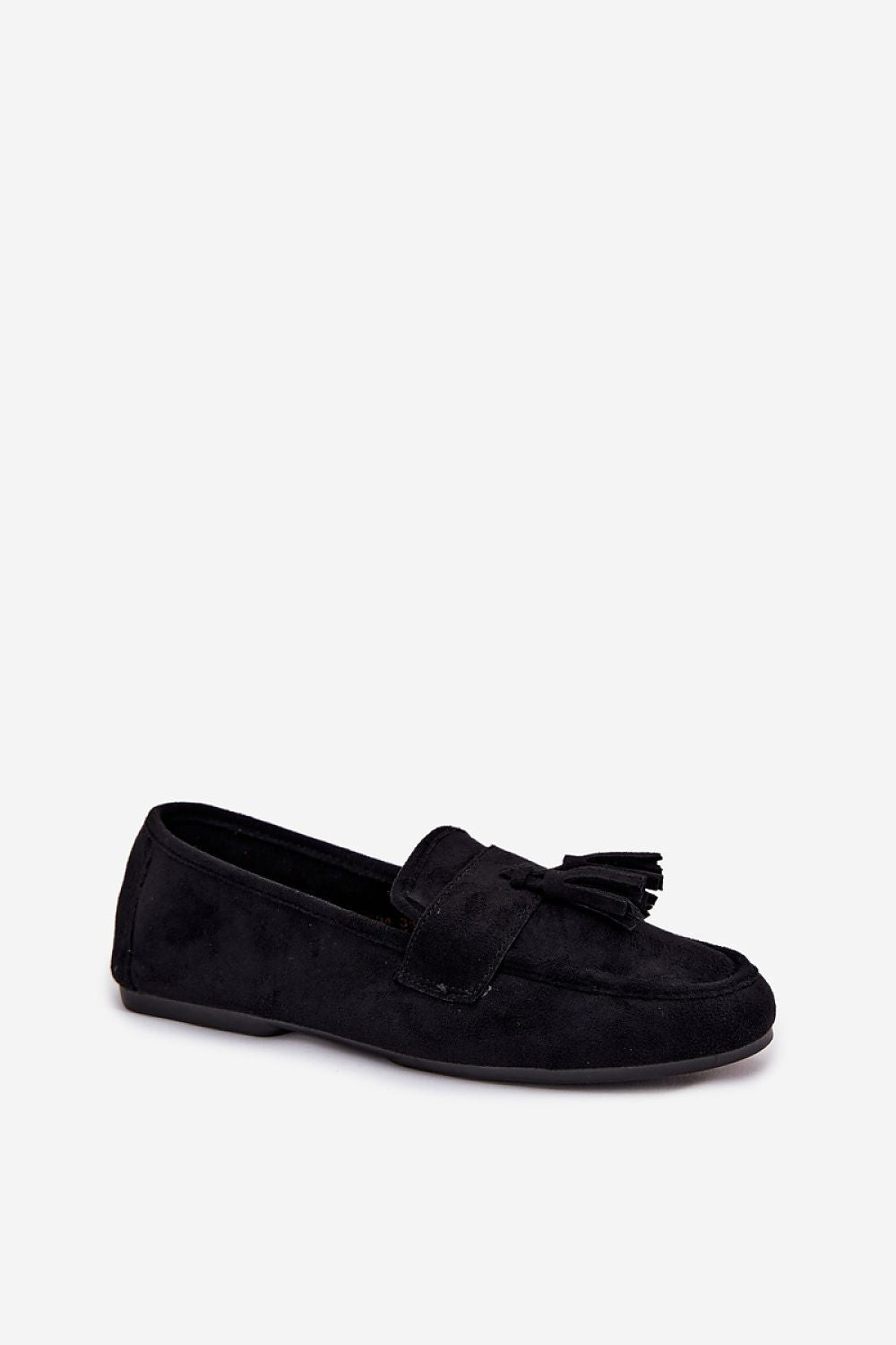 Black loafer shoe on a white background