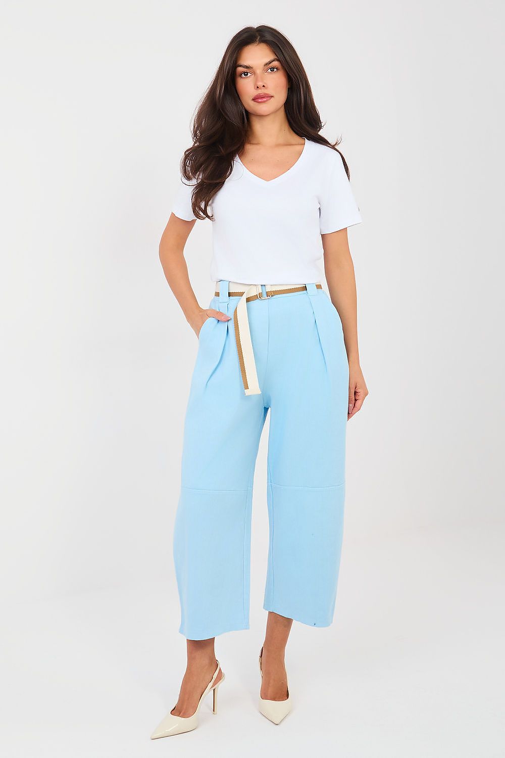  Blue women's jeans with pleated detail modern style
