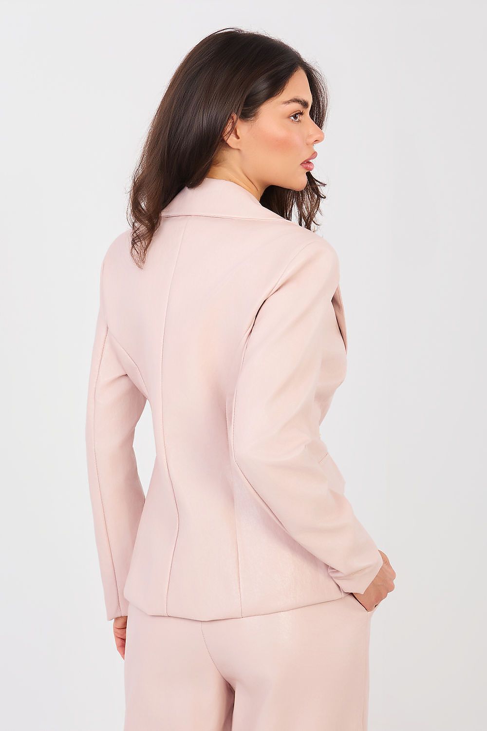  pink women’s eco leather blazer