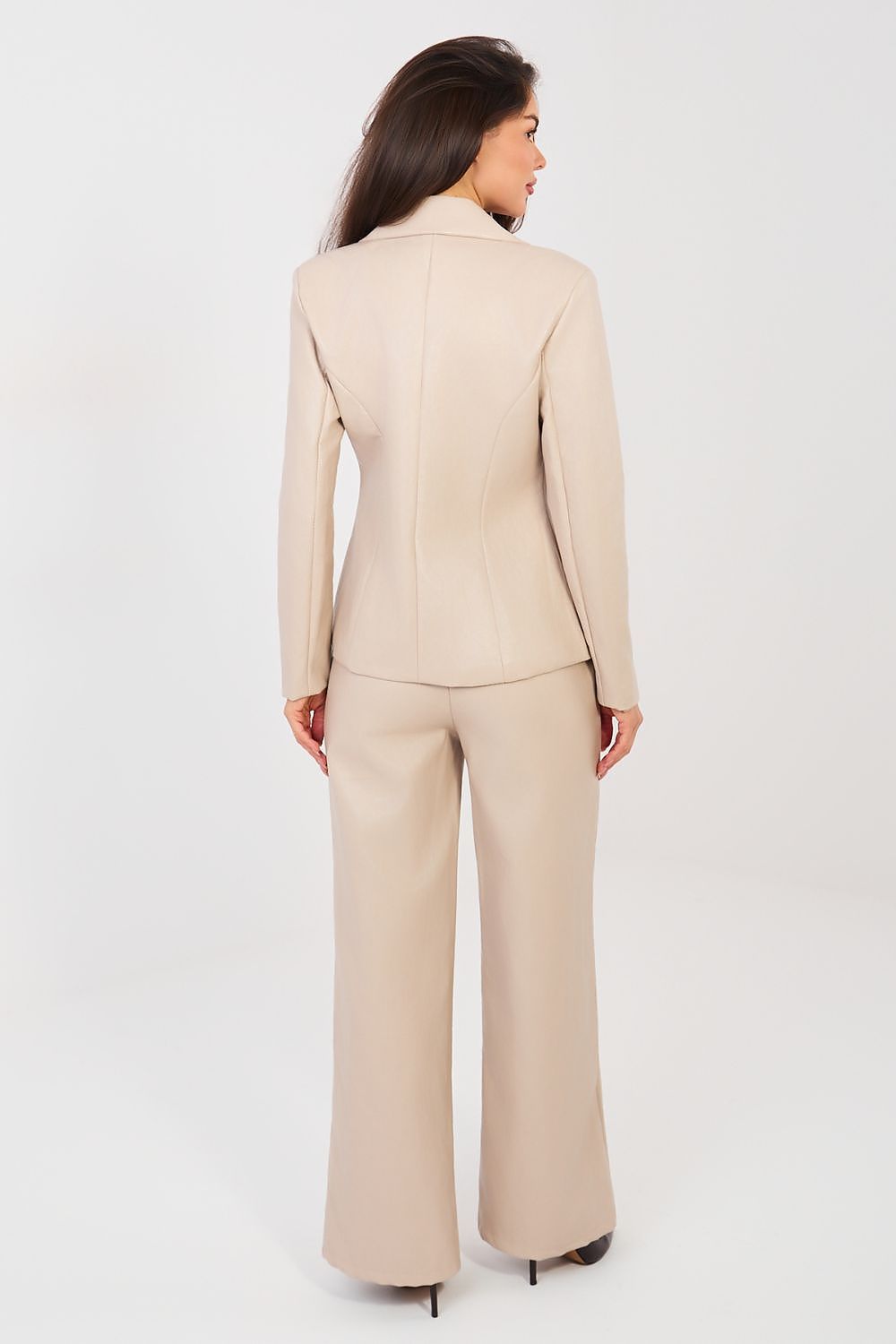  beige women’s wide leg faux leather pants