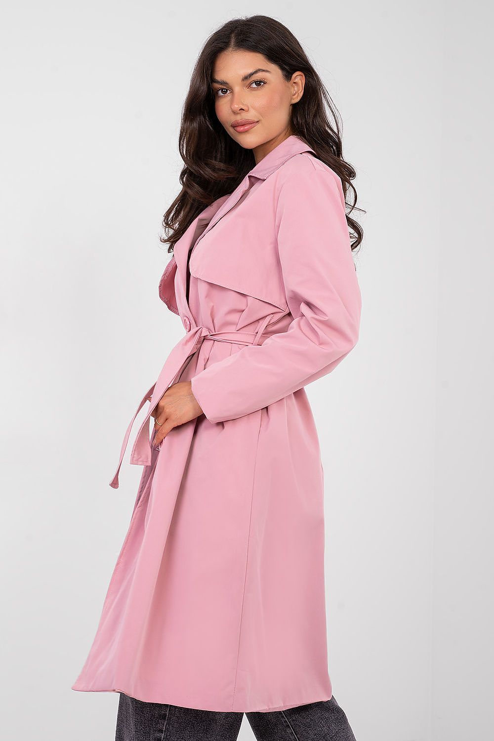  pink women’s classic belted trench coat