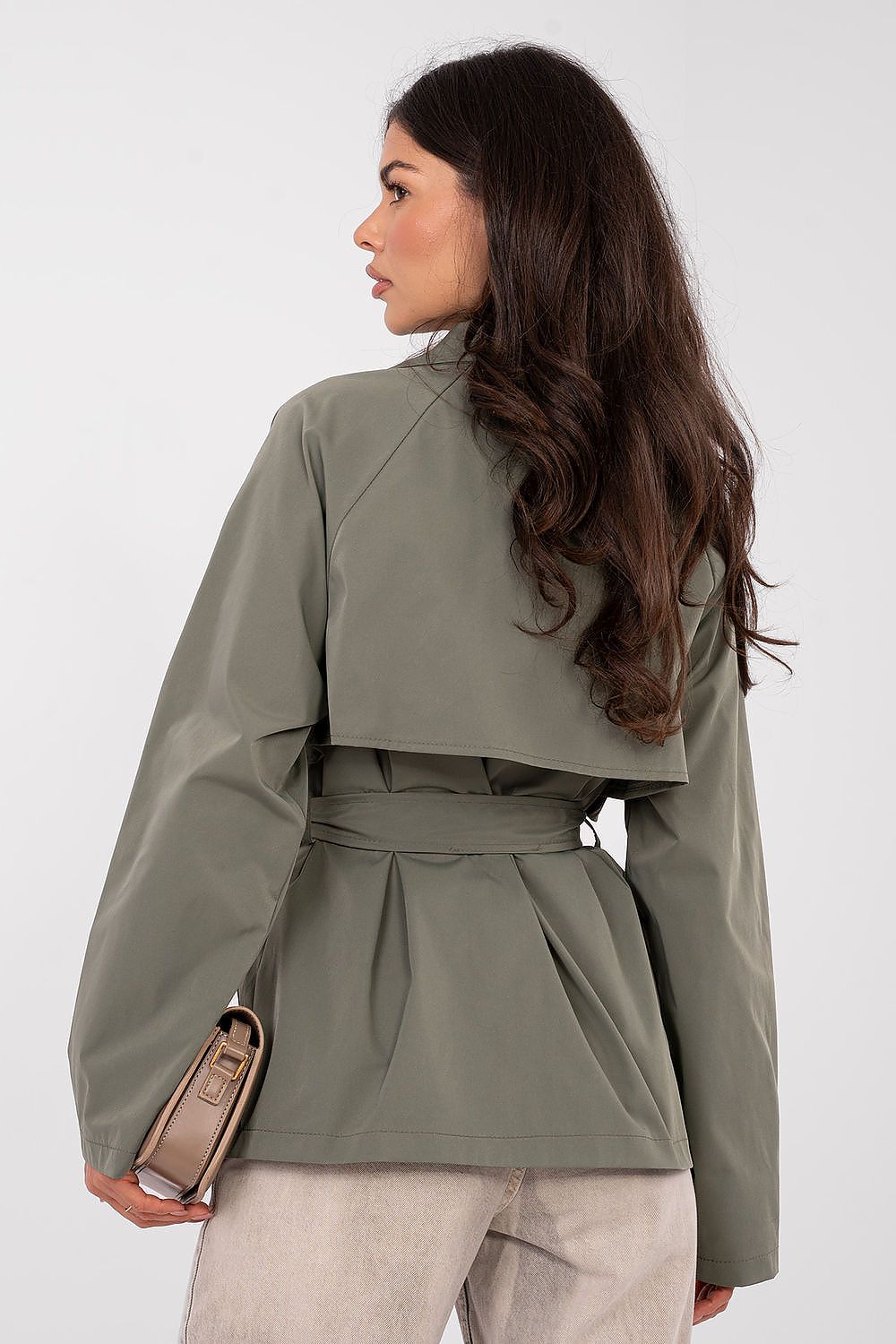  women’s short spring trench coat with belt