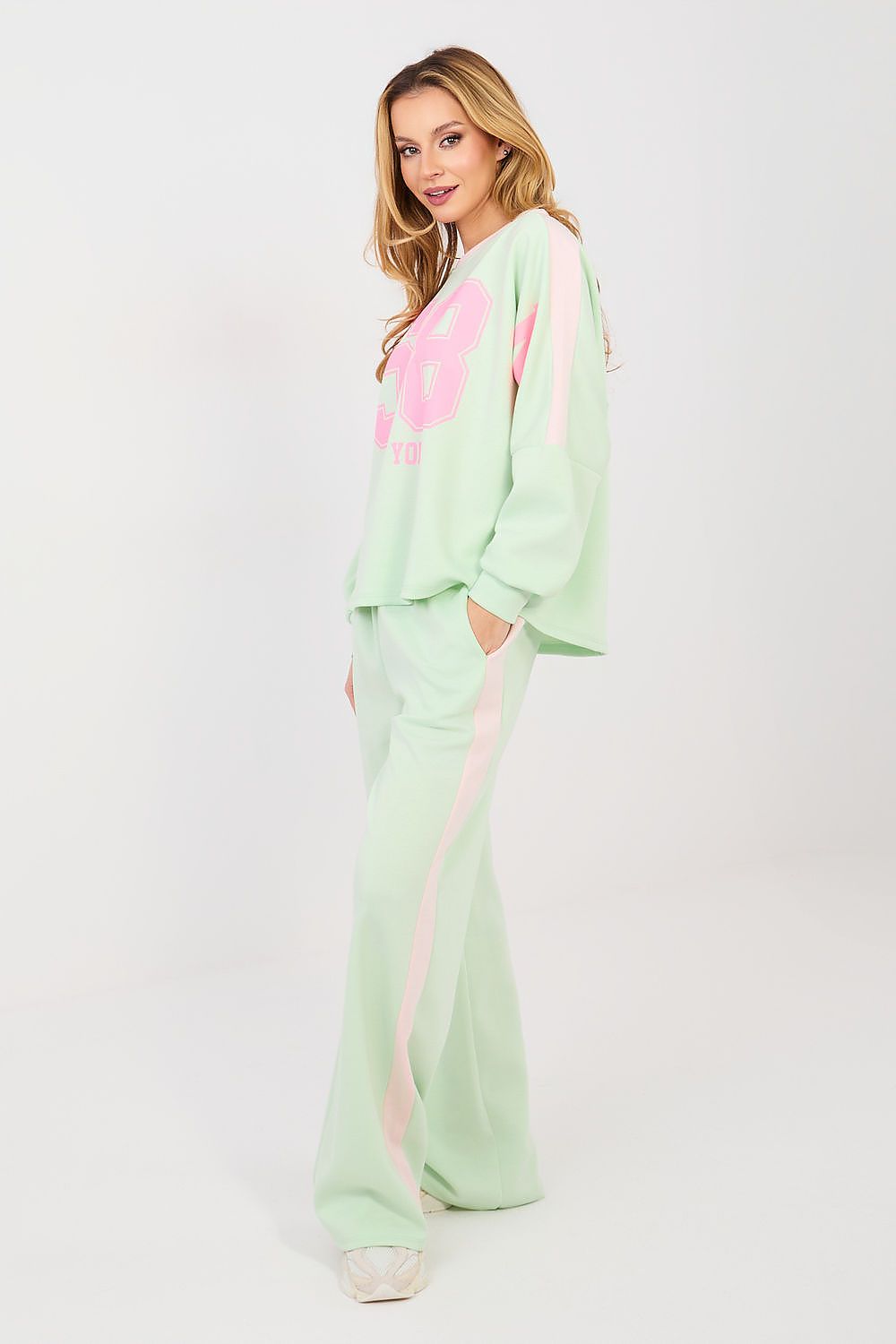 green women’s sporty sweatshirt and wide leg tracksuit set 