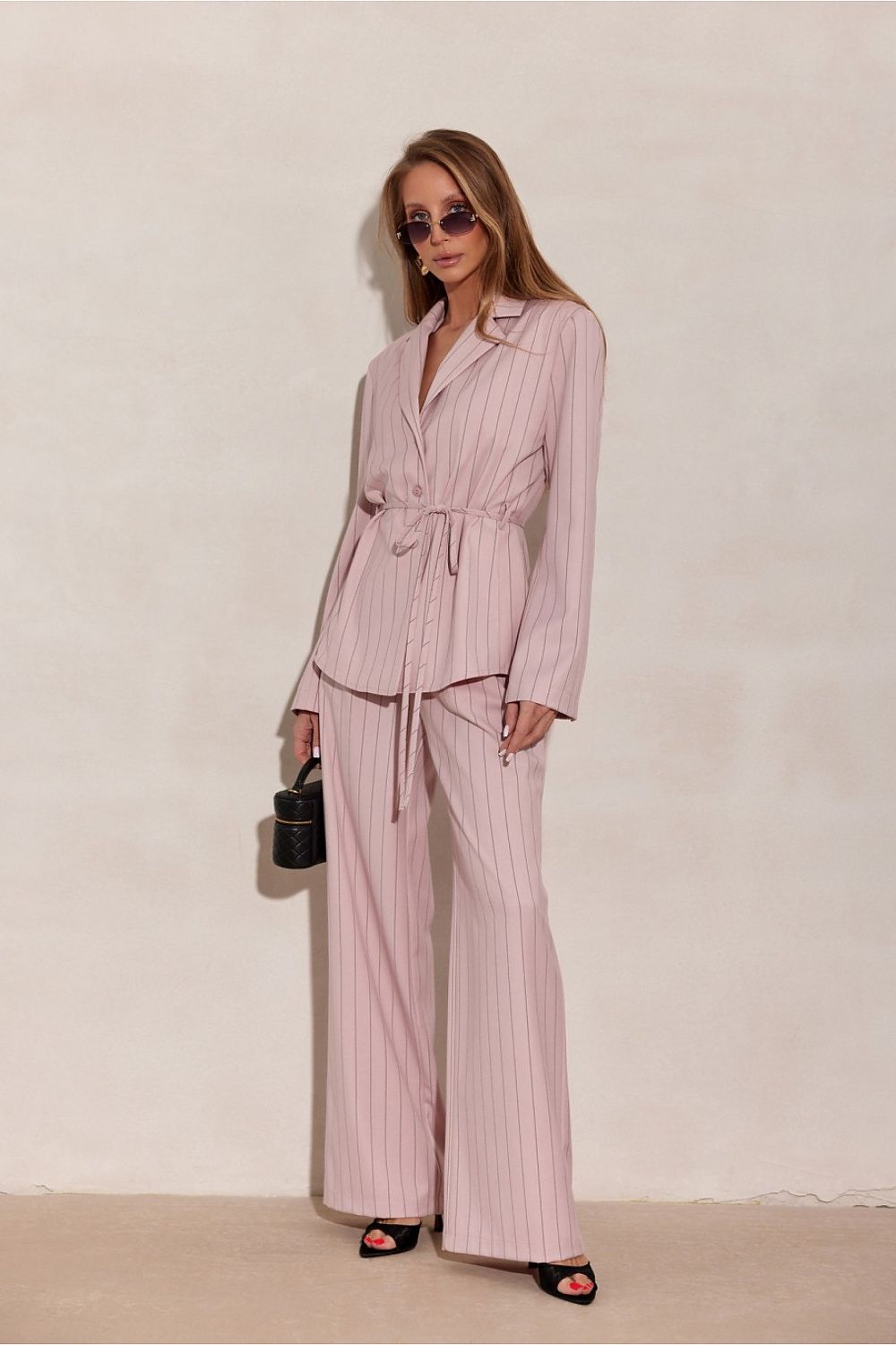 elegant striped blouse with button front-light-pink