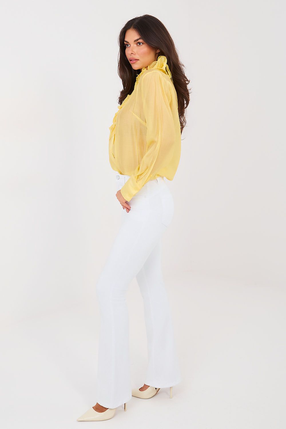  white retro flared denim jeans women