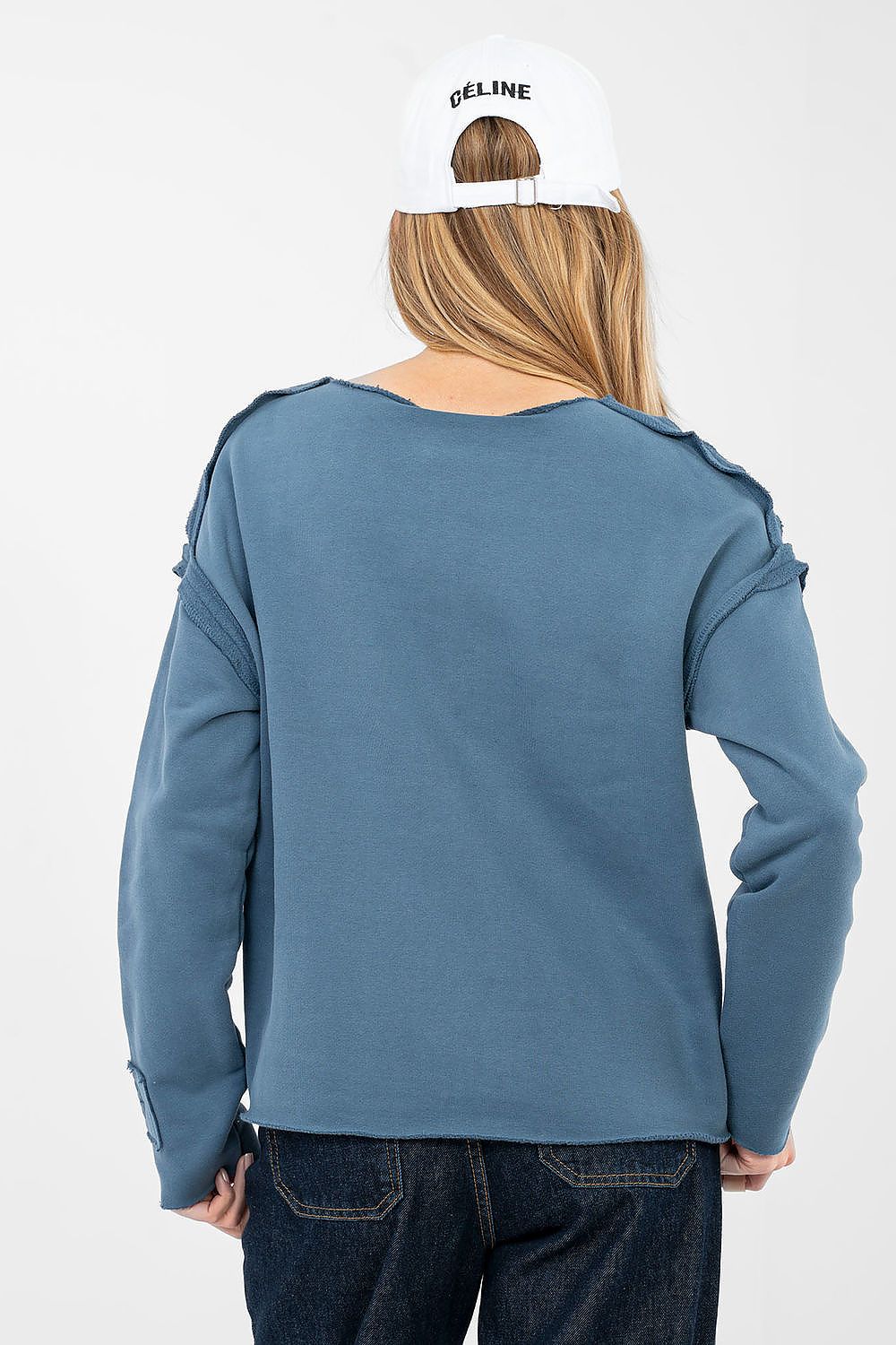 casual sweatshirt with long sleeves, decorative stitching and subtle chest embroidery-rear view