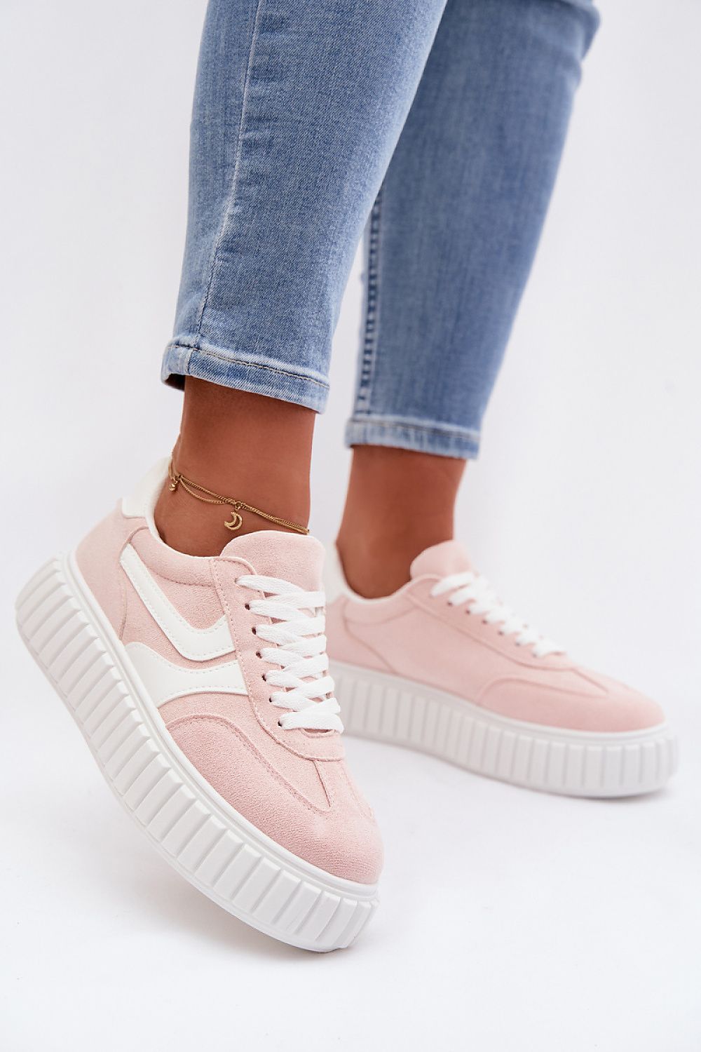  pink women’s eco-suede platform sneakers