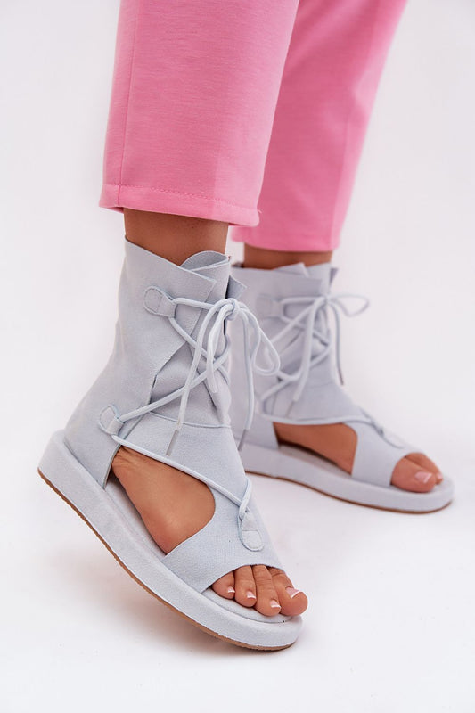  blue summer boho zip back sandals women