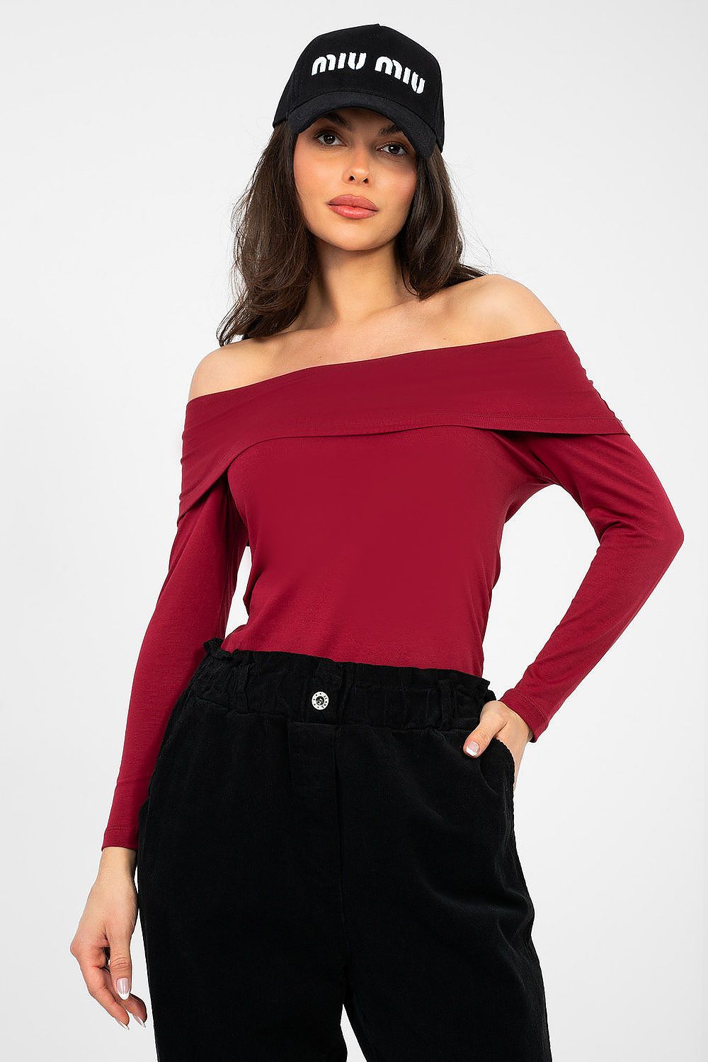  red women’s fitted off-shoulder blouse