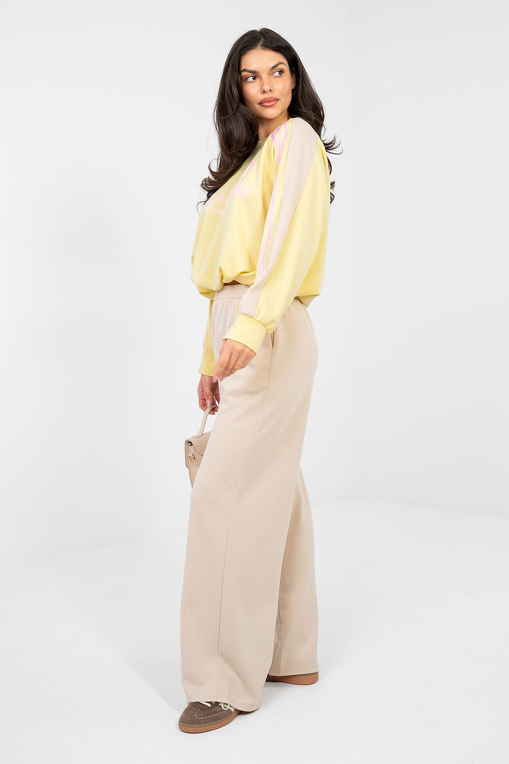  beige women’s casual sweat suit set