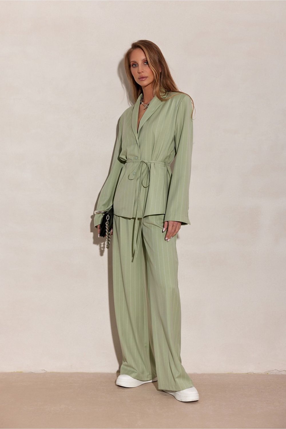  green wide leg striped trousers with tailored fit-2